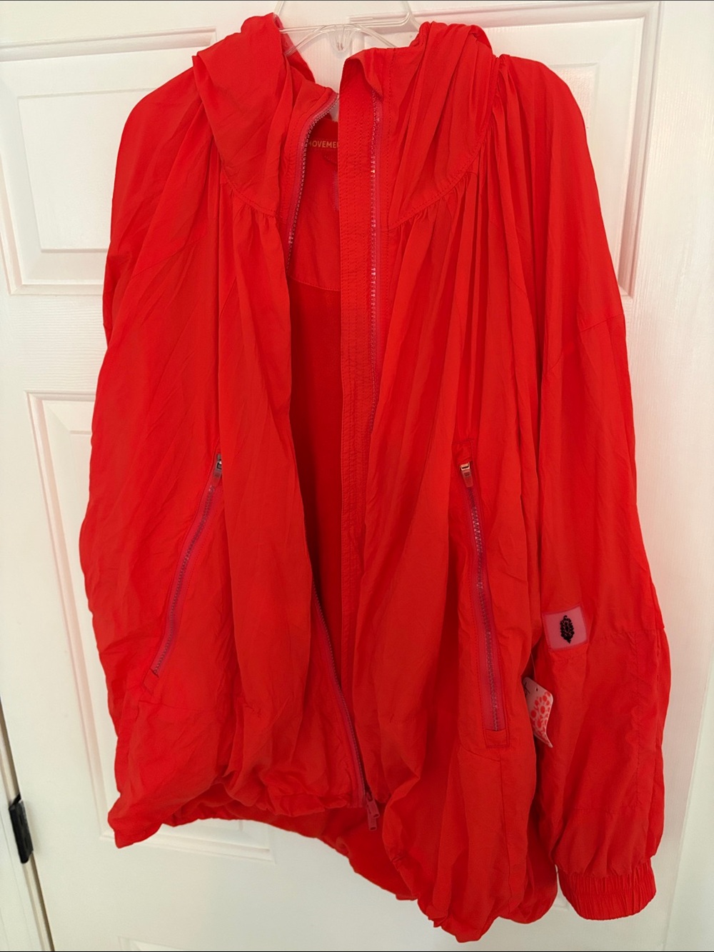 NWT FP Movement by Free People Bright Red Hooded Lightweight Puffer Jacket